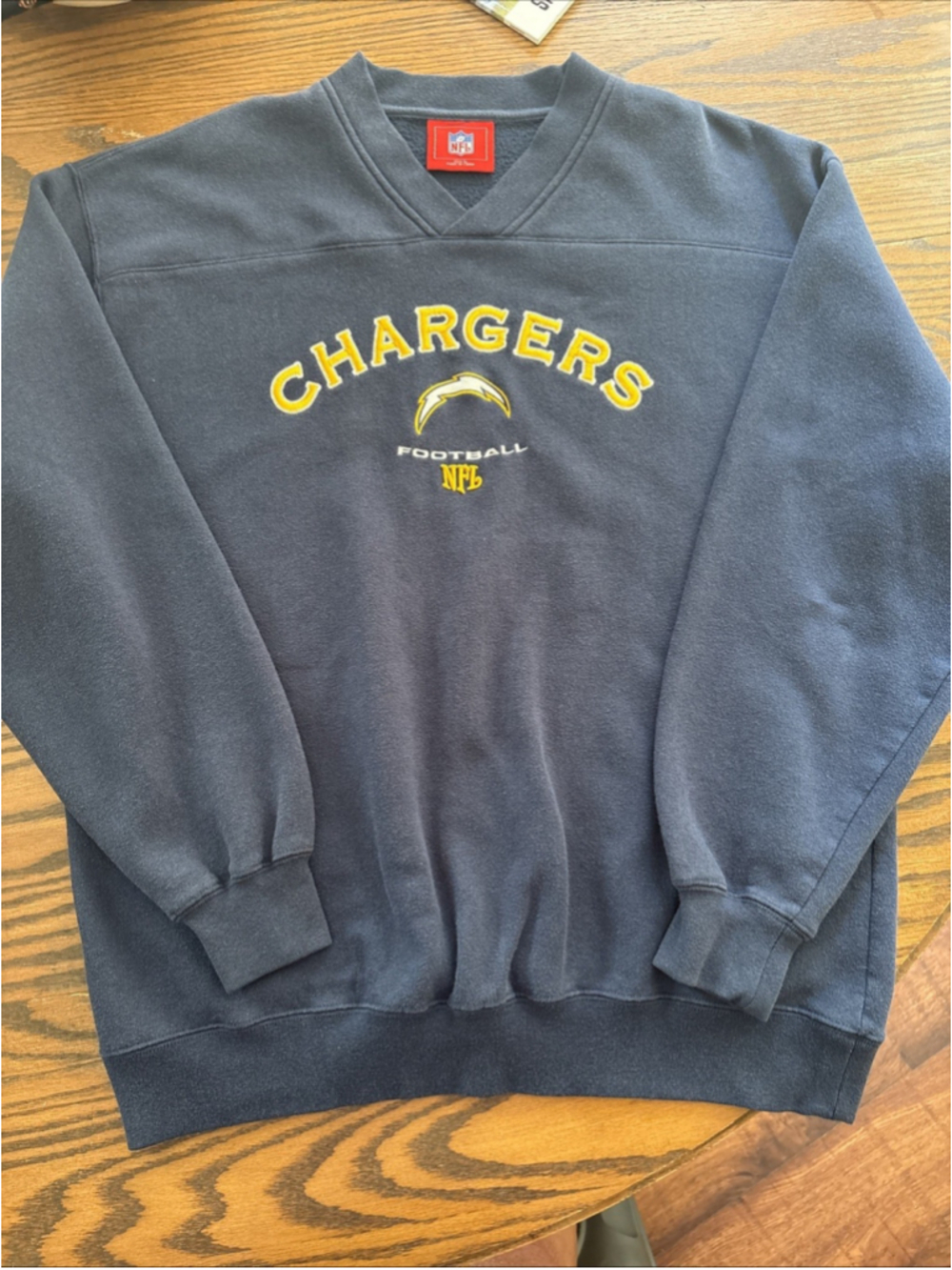 Vtg San Diego Chargers Sweatshirt Mens L Blue NFL Crewneck Football Graphic